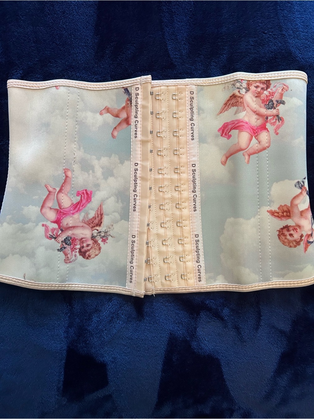 D Sculpting Curves- Cherub Print Waist Cincher Size Small in Light Blue and Pink